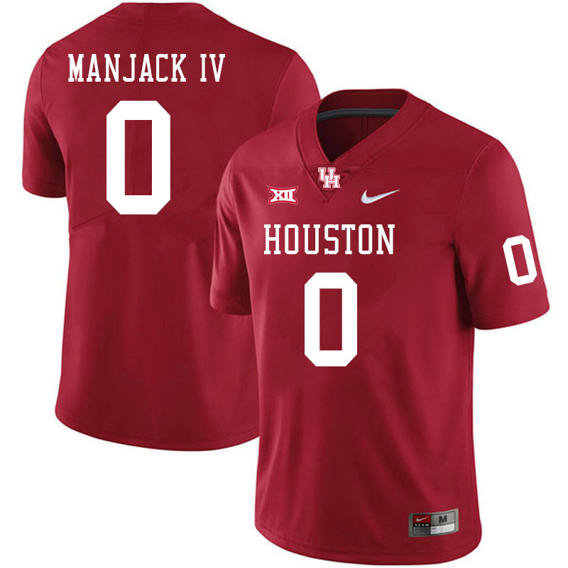 Men #0 Joseph Manjack IV Houston Cougars Big 12 XII College Football Jerseys Stitched-Red - Click Image to Close